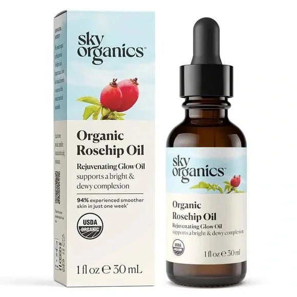 Organic Rosehip Oil - Rejuvenating Glow Oil โ Sky Organics, 1 fl oz - Picture 1 of 15